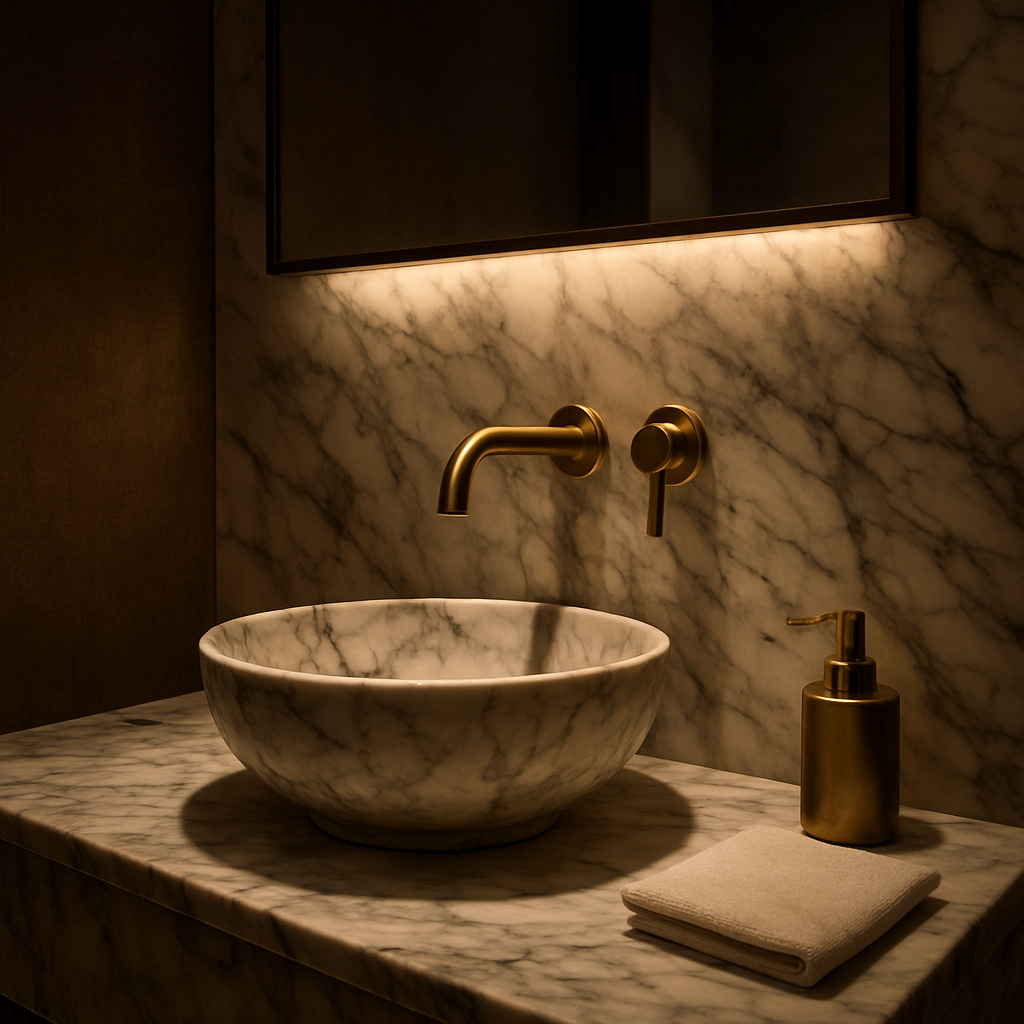 Lavabo revestido em mármore